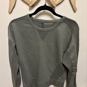 Athleta Olive Mesh Accent Top